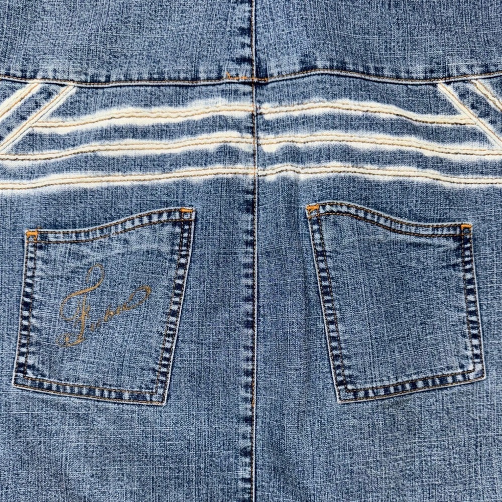 FUBU Vintage 90s Denim Mini Dress Light Wash Button Front Short Sleeve Blue - Picture 10 of 11
